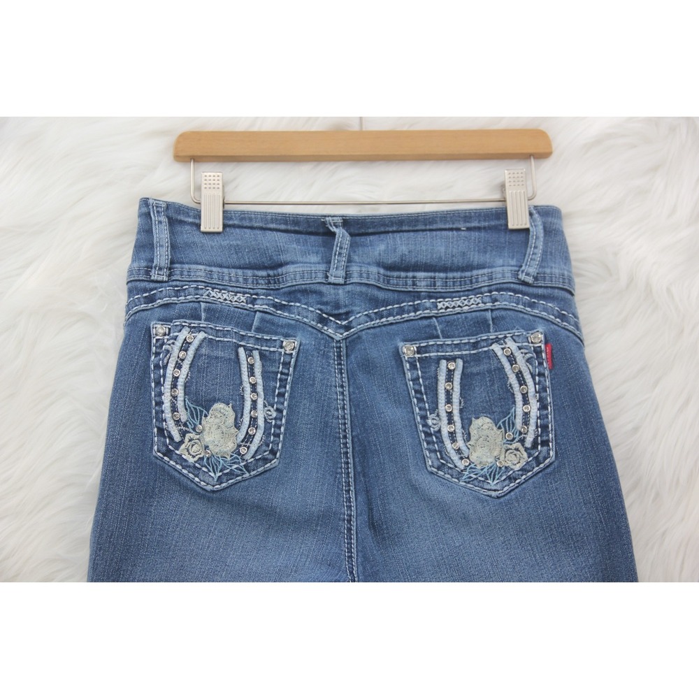 2000s Y2K Embroidered Horseshoe High Rise Bootcut Jeans 7/8 Jrs Love You Western